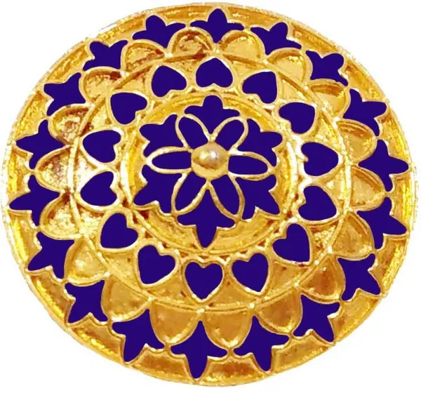 (Pack_Of_2)_Assamese_Traditional_Copper_Gold_Plated_Blue_Colour_Finger-Ring_For_Girls_&_Women